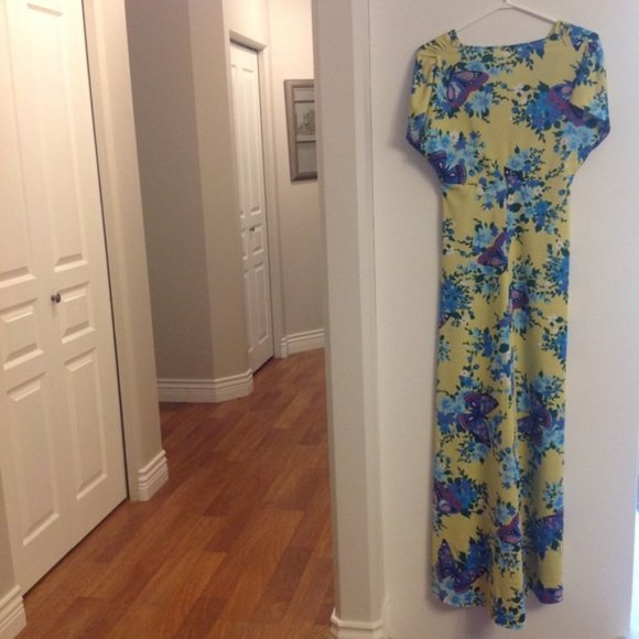 Vintage KAYSER Beautiful 1960s Butterflies Maxi Dress Small 34-35 bust - Picture 2 of 5